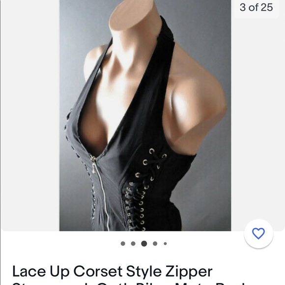 Ladies biker corset top cross cross back. - Picture 2 of 4